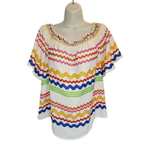 Flying Tomato Multicolor Wave Off-Shoulder Top L
